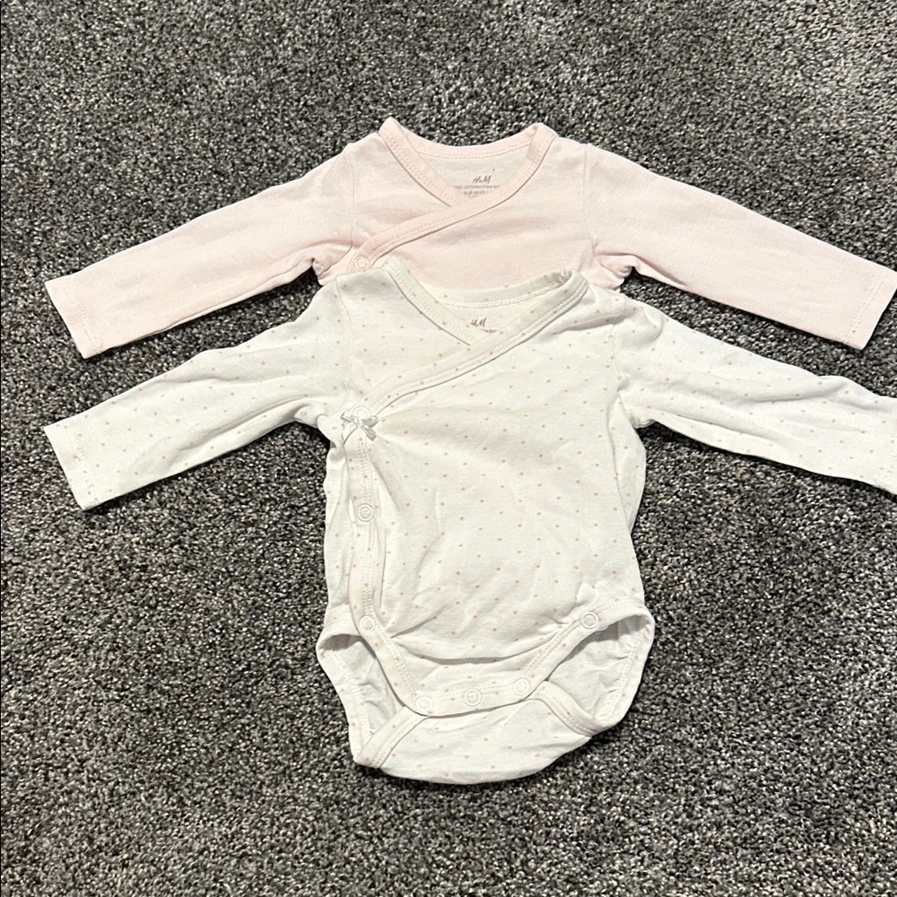 H&M Soft Pink and White Baby Bodysuits